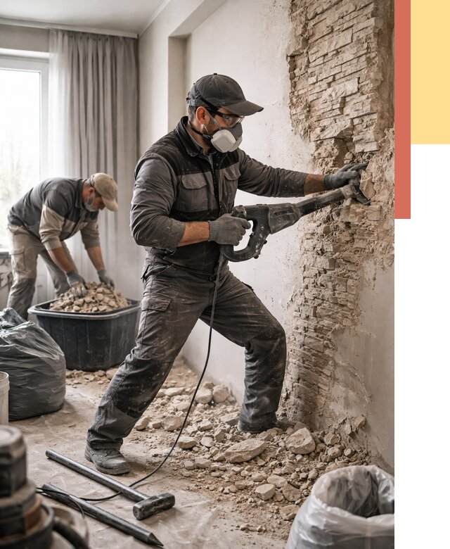 Демонтаж декоративного камня в Петропавловске-Камчатском от 1502 руб/м² — быстро и недорого | ОТДЕЛОЧНИК-Птк