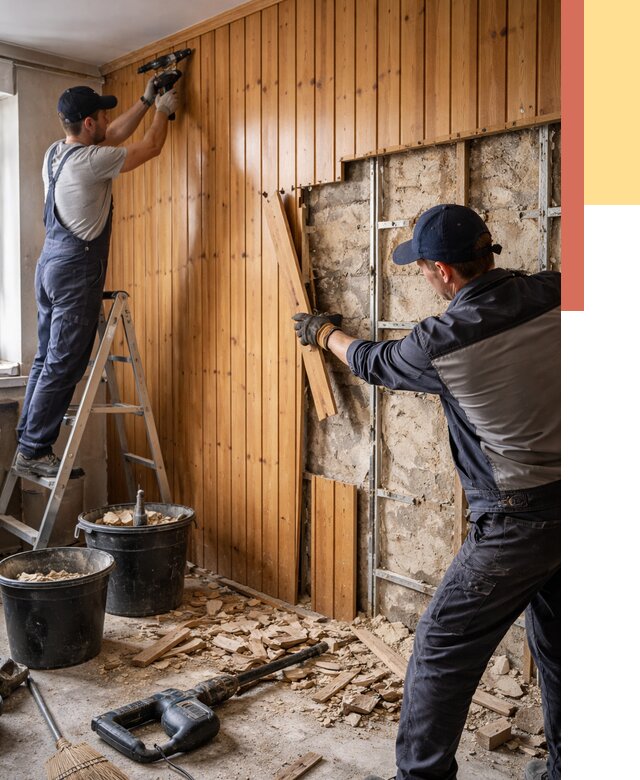 Демонтаж вагонки со стен в Петропавловске-Камчатском от 1502 руб. — снятие, удаление, срочно | ОТДЕЛОЧНИК-Птк