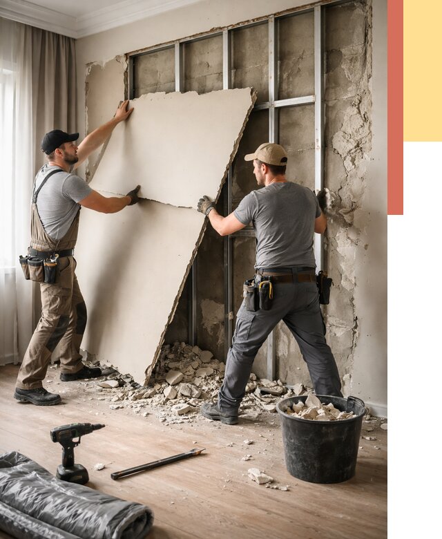 Демонтаж гипсокартона со стен в Петропавловске-Камчатском от 363 руб. — услуги демонтажа | ОТДЕЛОЧНИК-Птк