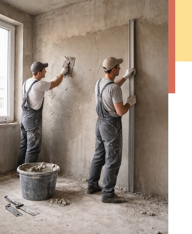 Штукатурка бетонных стен в Петропавловске-Камчатском от 4662 руб/м² — качественно и быстро | ОТДЕЛОЧНИК-Птк