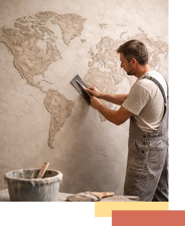 Декоративная штукатурка «Карта мира» под ключ в Петропавловске-Камчатском