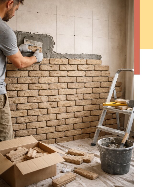 Монтаж декоративного кирпича в Петропавловске-Камчатском от 3316 руб./м² — быстро и недорого | ОТДЕЛОЧНИК-Птк