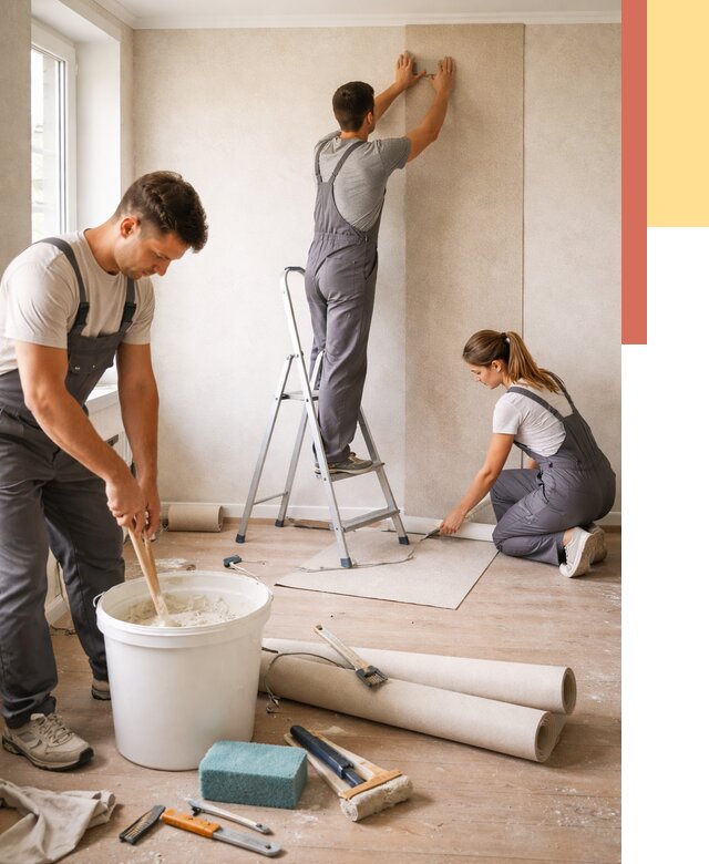 Оклейка стен обоями в Петропавловске-Камчатском от 3626 руб/м2 — быстро и недорого | ОТДЕЛОЧНИК-Птк