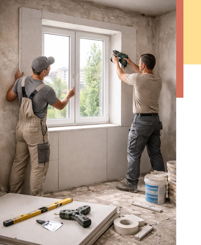 Монтаж откосов из гипсокартона в Петропавловске-Камчатском от 4662 руб. под ключ | ОТДЕЛОЧНИК-Птк