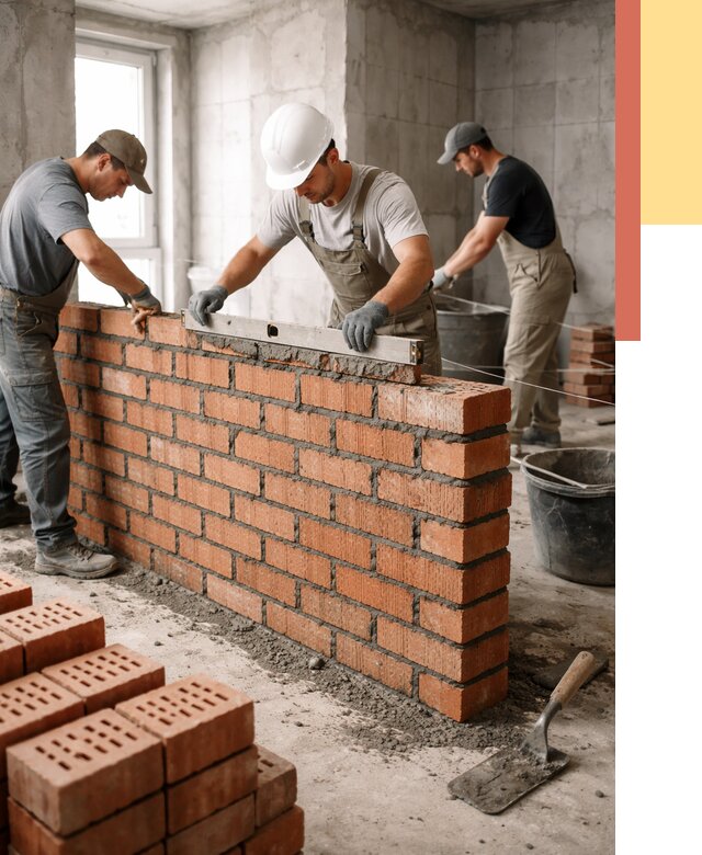 Кладка перегородок из кирпича в Петропавловске-Камчатском от 3626 руб. за м² | ОТДЕЛОЧНИК-Птк