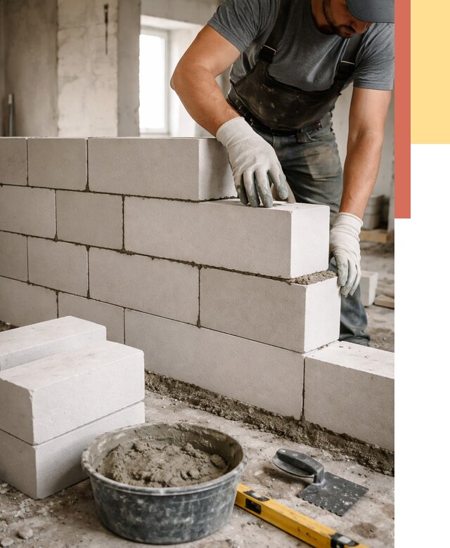 Кладка перегородок из силикатного блока в Петропавловске-Камчатском от 4144 руб. под ключ | ОТДЕЛОЧНИК-Птк