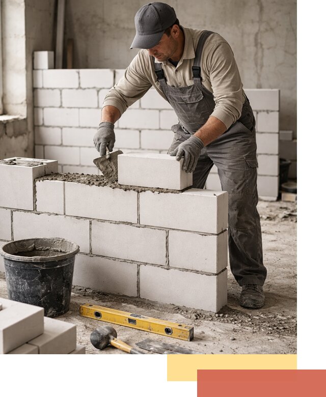 Кладка перегородок из силикатного блока в Петропавловске-Камчатском