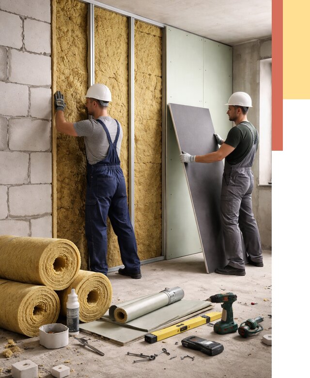 Шумоизоляция перегородок из блоков в Петропавловске-Камчатском от 1917 руб./м² — быстро и недорого | ОТДЕЛОЧНИК-Птк