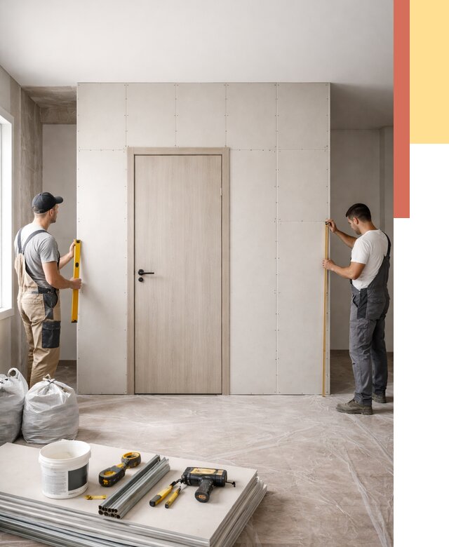 Перегородка из гипсокартона с дверью в Петропавловске-Камчатском от 4662 руб. под ключ | ОТДЕЛОЧНИК-Птк