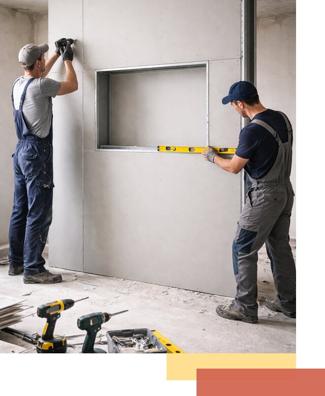 Перегородка из гипсокартона с нишей под декор в Петропавловске-Камчатском