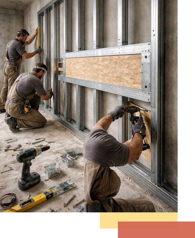 Усиленная перегородка для крепления тяжёлых конструкций в Петропавловске-Камчатском