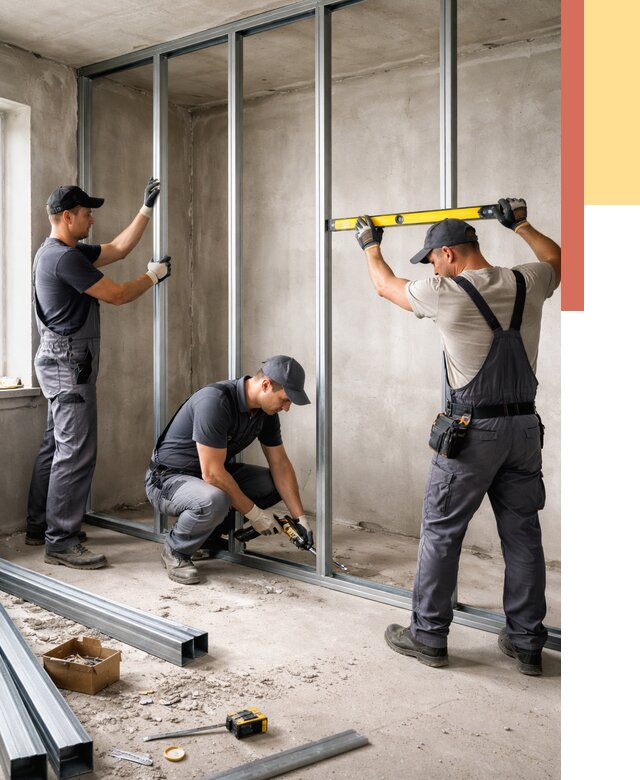 Монтаж каркаса перегородки из профиля в Петропавловске-Камчатском от 777 руб. | ОТДЕЛОЧНИК-Птк