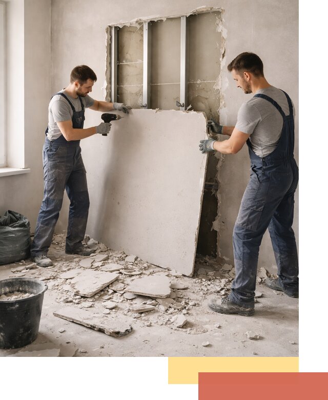 Демонтаж перегородки из гипсокартона в Петропавловске-Камчатском быстрый и аккуратный