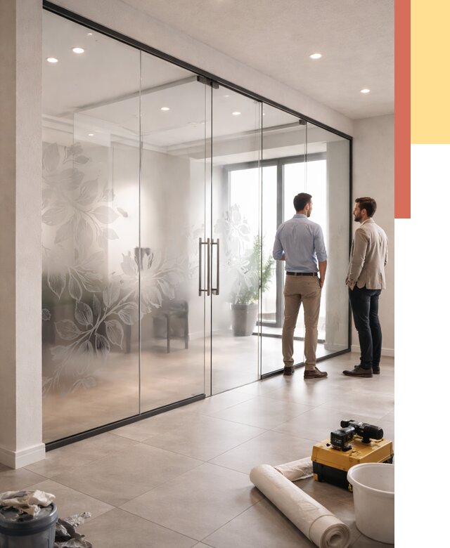 Стеклянные перегородки с рисунком в Петропавловске-Камчатском от 12951 руб. монтаж и нанесение | ОТДЕЛОЧНИК-Птк