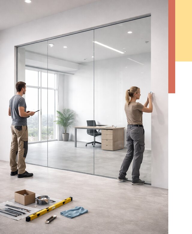 Перегородки из закаленного стекла в Петропавловске-Камчатском от 9843 руб. под ключ | ОТДЕЛОЧНИК-Птк