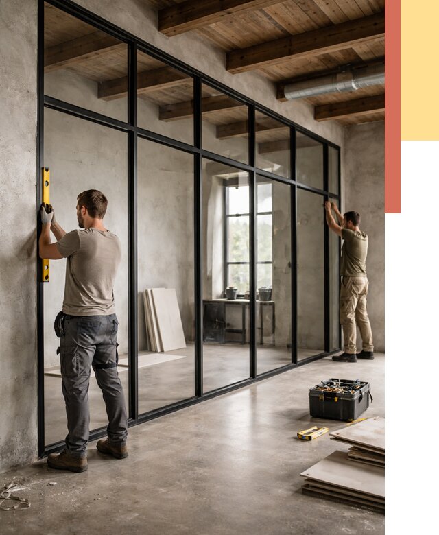 Стеклянные перегородки лофт в Петропавловске-Камчатском от 10879 руб. под ключ | ОТДЕЛОЧНИК-Птк