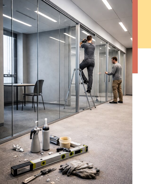 Стеклянные офисные перегородки в Петропавловске-Камчатском от 8807 руб. — монтаж и установка | ОТДЕЛОЧНИК-Птк