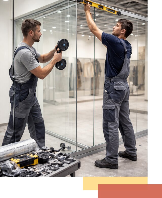 Стеклянные перегородки для магазинов в Петропавловске-Камчатском — монтаж и установка