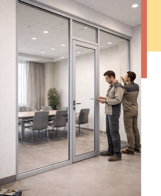 Установка и монтаж алюминиевых перегородок со стеклом в Петропавловске-Камчатском от 8496 руб. | ОТДЕЛОЧНИК-Птк