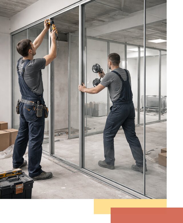 Алюминиевые перегородки со стеклом в Петропавловске-Камчатском — изготовление и монтаж