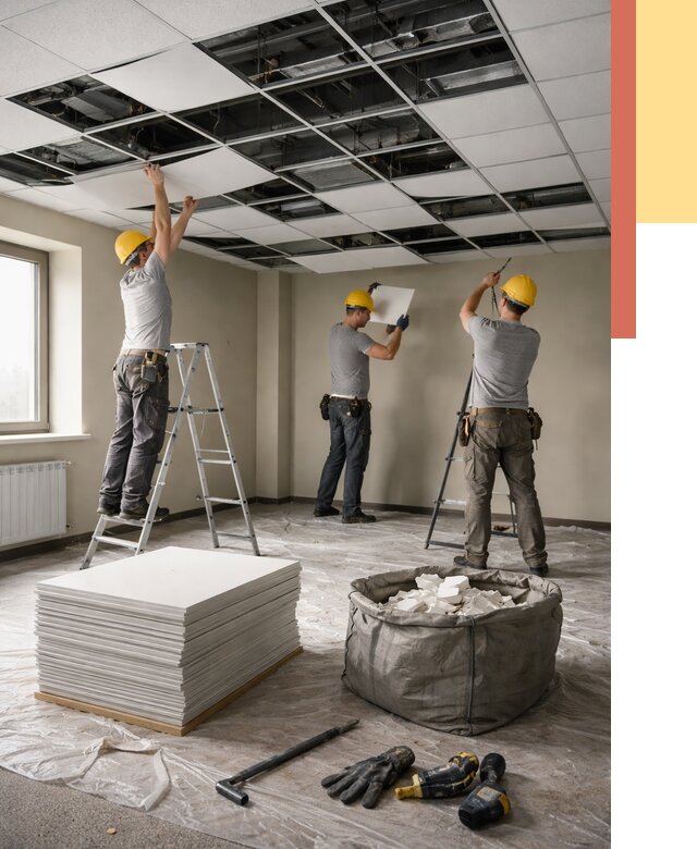 Демонтаж потолка Армстронг в Петропавловске-Камчатском от 4662 руб. быстро и недорого | ОТДЕЛОЧНИК-Птк