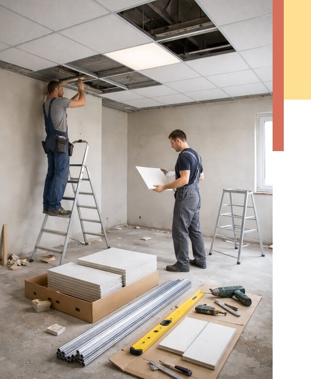 Монтаж потолка армстронг в Петропавловске-Камчатском от 4662 руб/м2 — быстрая установка под ключ | ОТДЕЛОЧНИК-Птк