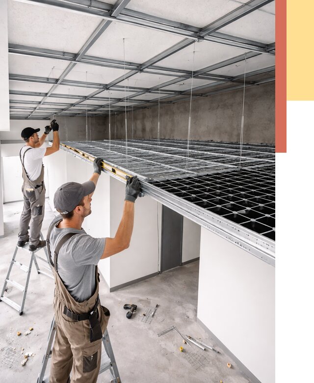 Монтаж потолка грильято в Петропавловске-Камчатском от 466 руб./м² — быстрая сборка под ключ | ОТДЕЛОЧНИК-Птк