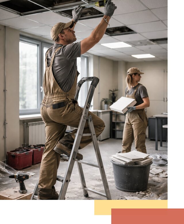 Ремонт потолка Армстронг и замена плит в Петропавловске-Камчатском