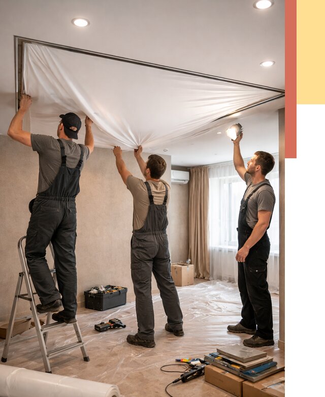 Монтаж ПВХ натяжного потолка в Петропавловске-Камчатском от 3626 руб. под ключ | ОТДЕЛОЧНИК-Птк