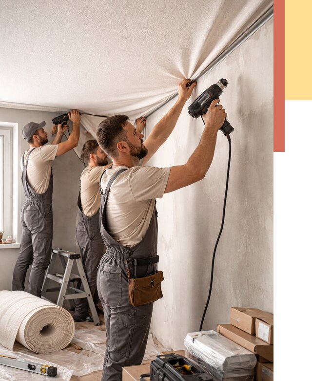 Монтаж фактурного натяжного потолка в Петропавловске-Камчатском от 777 руб. — ОТДЕЛОЧНИК-Птк