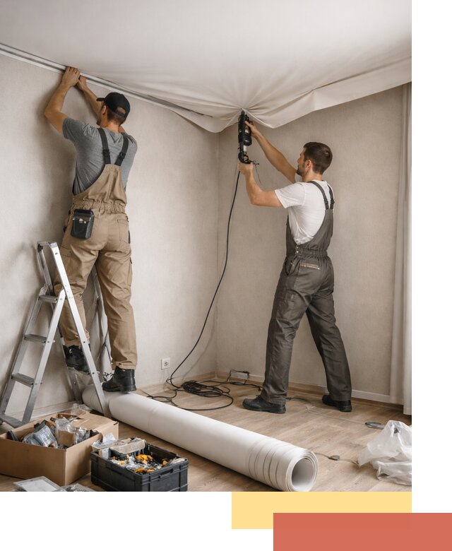 Монтаж цветного натяжного потолка в Петропавловске-Камчатском за один день