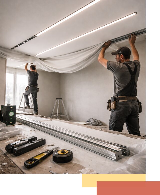 Монтаж натяжных потолков со световыми линиями в Петропавловске-Камчатском