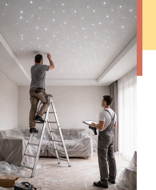 Монтаж натяжного потолка «звездное небо» в Петропавловске-Камчатском от 6735 руб. | ОТДЕЛОЧНИК-Птк