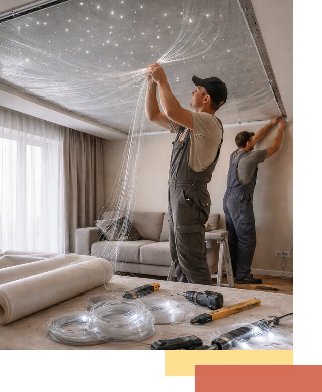 Монтаж натяжного потолка «Звездное небо» в Петропавловске-Камчатском