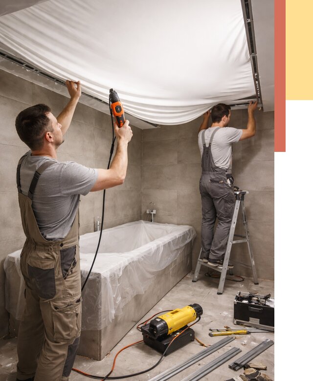 Монтаж натяжного потолка в ванной в Петропавловске-Камчатском от 1243 руб. под ключ | ОТДЕЛОЧНИК-Птк