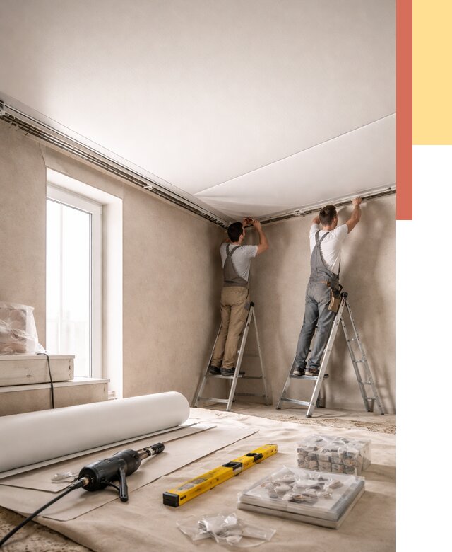 Монтаж натяжного потолка в спальне в Петропавловске-Камчатском от 3937 руб. под ключ | ОТДЕЛОЧНИК-Птк