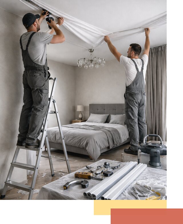 Монтаж натяжного потолка в спальне в Петропавловске-Камчатском