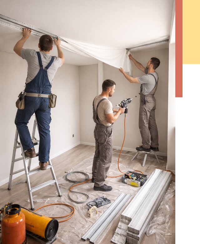 Монтаж натяжного потолка в студии в Петропавловске-Камчатском от 5699 руб. — быстро и недорого | ОТДЕЛОЧНИК-Птк