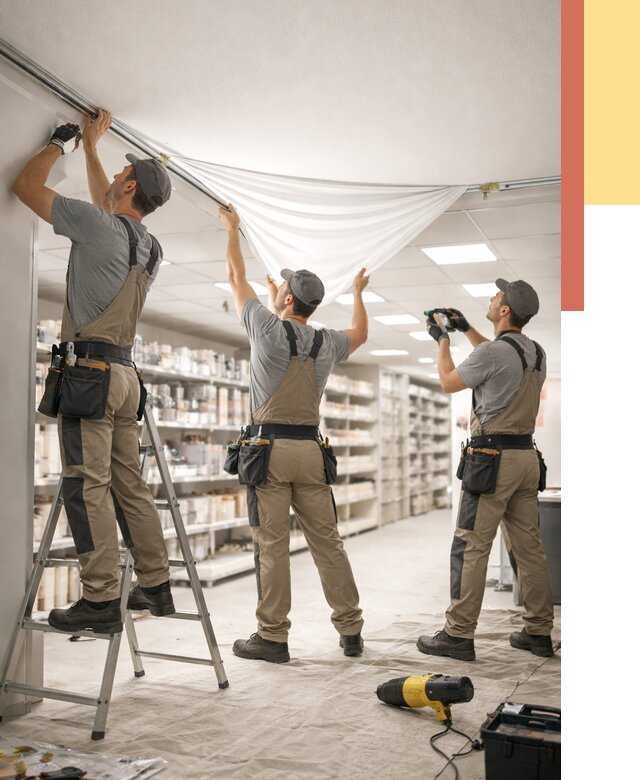 Монтаж натяжного потолка в магазине в Петропавловске-Камчатском от 4662 руб. быстро и недорого | ОТДЕЛОЧНИК-Птк