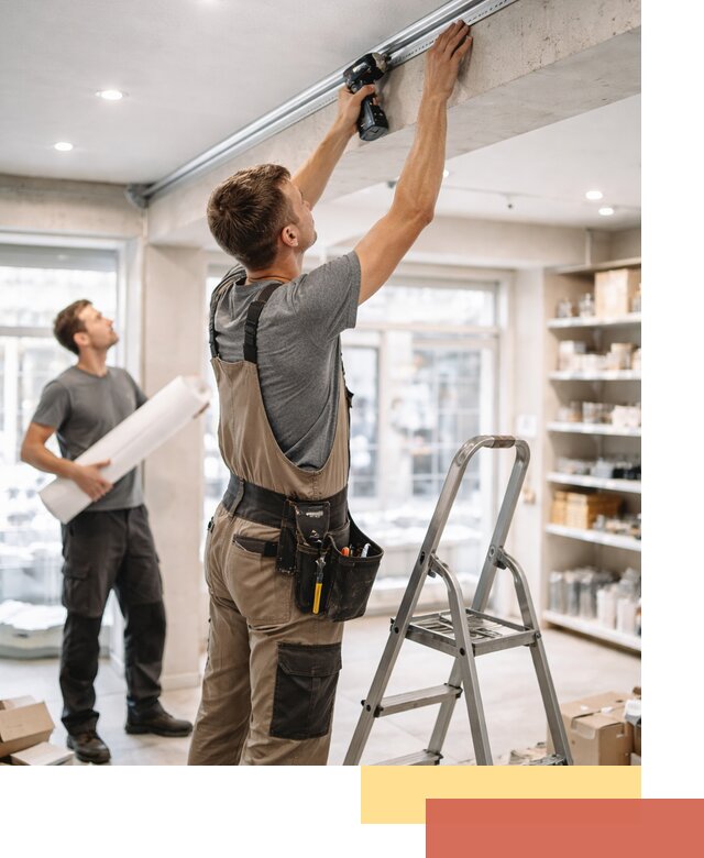 Монтаж натяжных потолков в магазине в Петропавловске-Камчатском