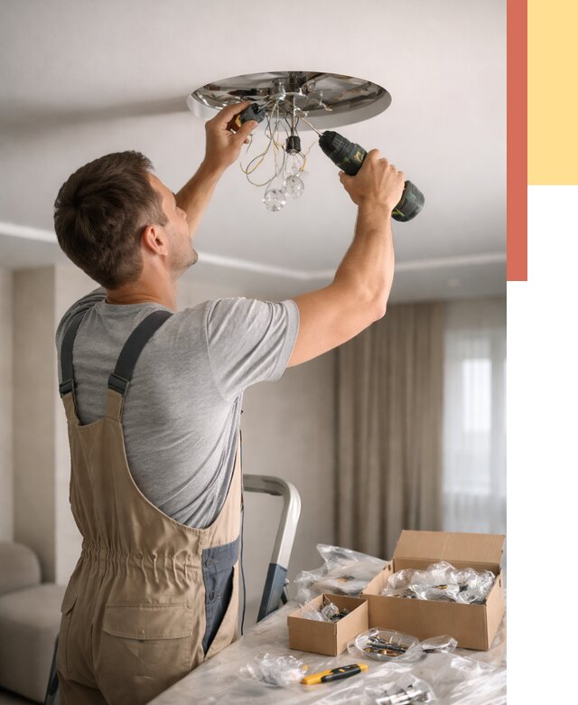 Установка люстры в натяжной потолок в Петропавловске-Камчатском от 1243 руб. | Быстро и недорого — ОТДЕЛОЧНИК-Птк