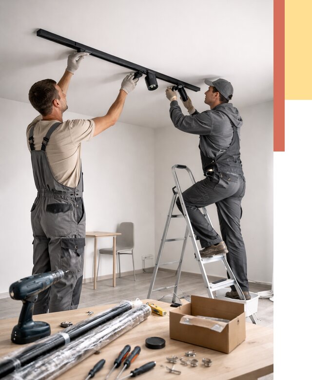 Установка трековых светильников в натяжной потолок в Петропавловске-Камчатском от 4352 руб. | ОТДЕЛОЧНИК-Птк