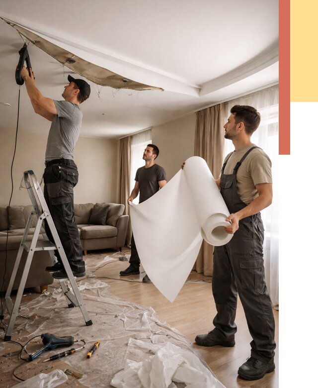 Замена полотна натяжного потолка в Петропавловске-Камчатском от 9843 руб. быстро и недорого | ОТДЕЛОЧНИК-Птк