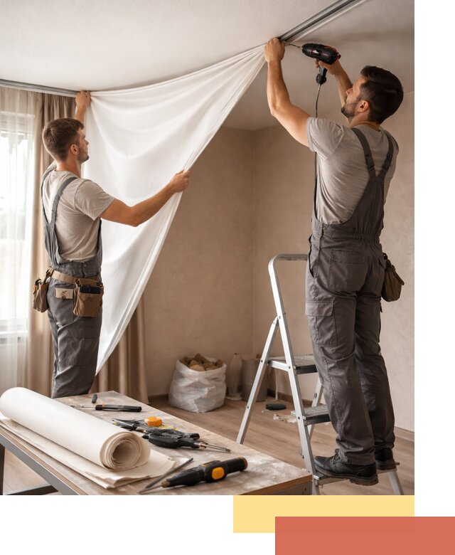 Замена полотна натяжного потолка в Петропавловске-Камчатском быстро и качественно