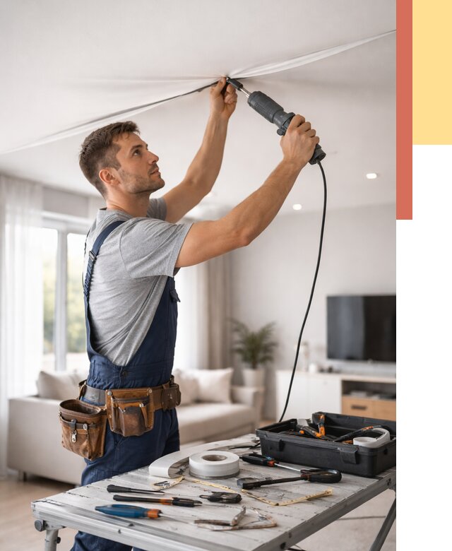 Ремонт натяжных потолков в Петропавловске-Камчатском от 9843 руб. под ключ — ОТДЕЛОЧНИК-Птк