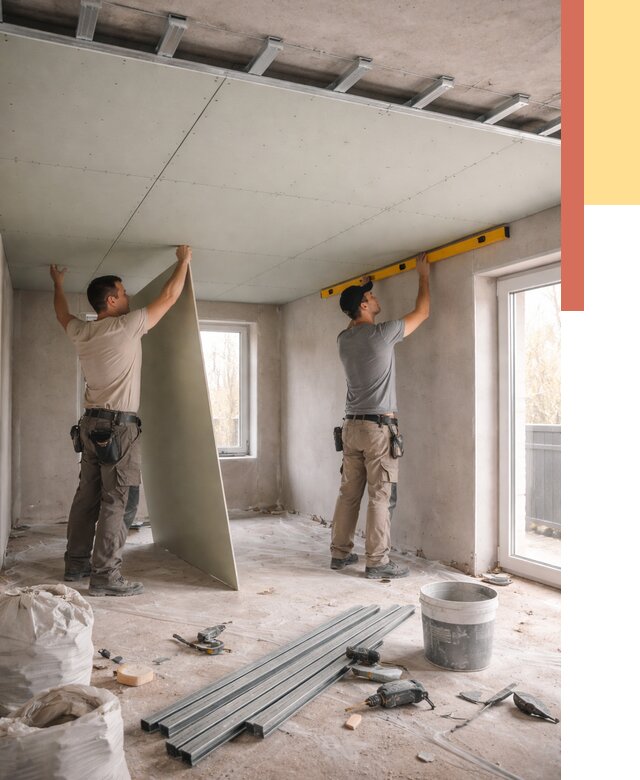 Одноуровневый потолок из гипсокартона в Петропавловске-Камчатском от 777 руб. — монтаж под ключ | ОТДЕЛОЧНИК-Птк