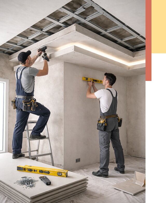 Двухуровневый потолок из гипсокартона в Петропавловске-Камчатском от 1502 руб. под ключ | ОТДЕЛОЧНИК-Птк