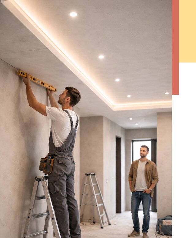 Потолок из гипсокартона с подсветкой в Петропавловске-Камчатском от 777 руб./м2 под ключ | ОТДЕЛОЧНИК-Птк