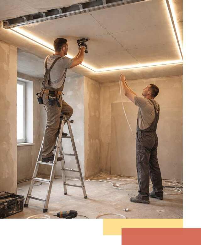 Потолок из гипсокартона с подсветкой в Петропавловске-Камчатском