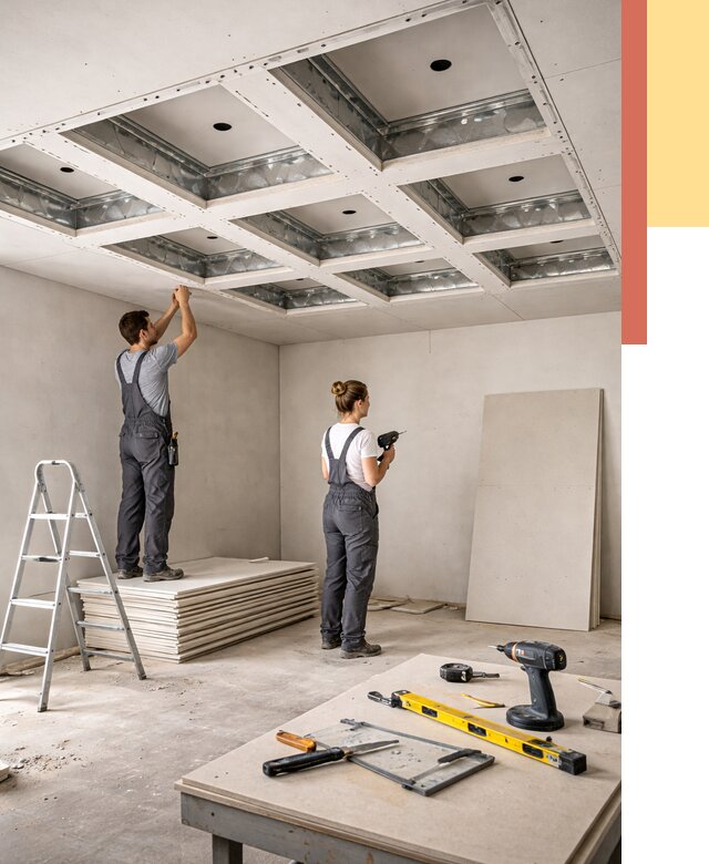 Кессонный потолок из гипсокартона в Петропавловске-Камчатском от 1917 руб. — монтаж и под ключ | ОТДЕЛОЧНИК-Птк